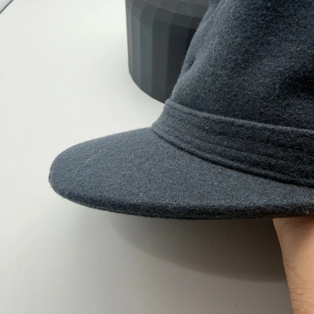 Vintage Swedish Winter Military Hat Cap Wool Ear Flaps Navy 58